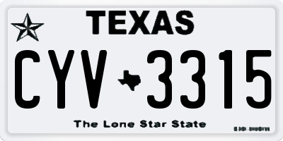 TX license plate CYV3315