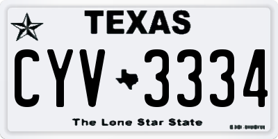 TX license plate CYV3334