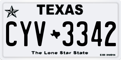 TX license plate CYV3342