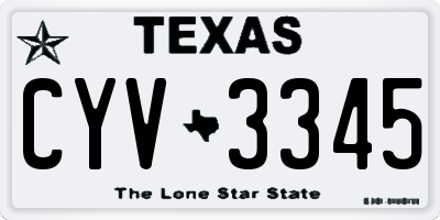 TX license plate CYV3345