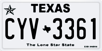 TX license plate CYV3361