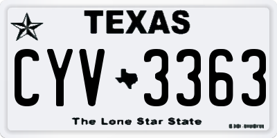 TX license plate CYV3363
