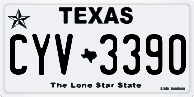 TX license plate CYV3390