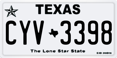 TX license plate CYV3398