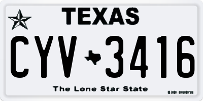 TX license plate CYV3416