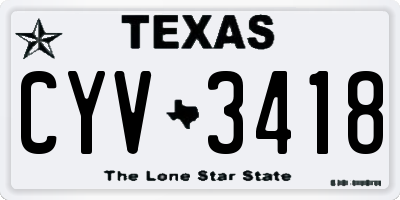 TX license plate CYV3418