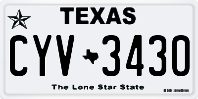 TX license plate CYV3430