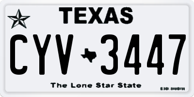 TX license plate CYV3447