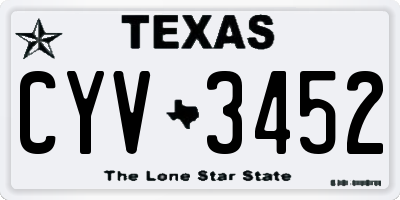 TX license plate CYV3452