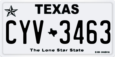 TX license plate CYV3463