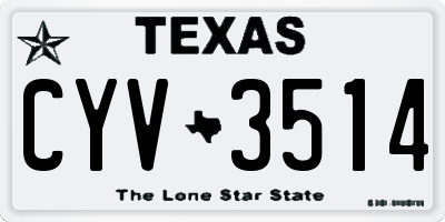 TX license plate CYV3514