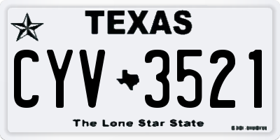 TX license plate CYV3521