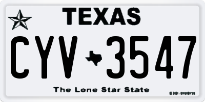 TX license plate CYV3547