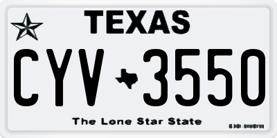 TX license plate CYV3550