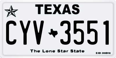 TX license plate CYV3551