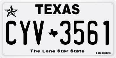 TX license plate CYV3561