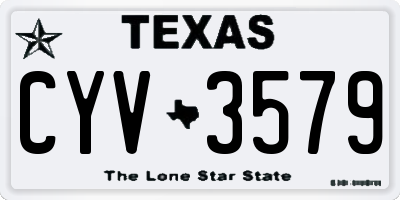 TX license plate CYV3579