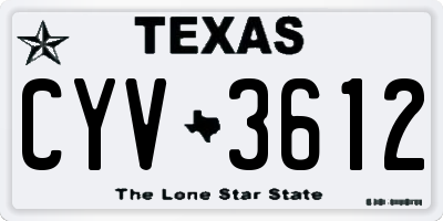 TX license plate CYV3612