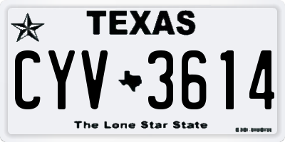 TX license plate CYV3614