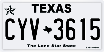 TX license plate CYV3615