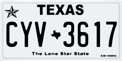 TX license plate CYV3617