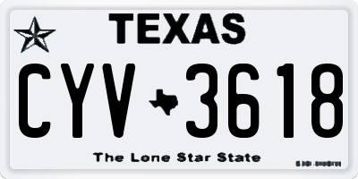 TX license plate CYV3618
