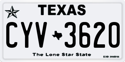 TX license plate CYV3620