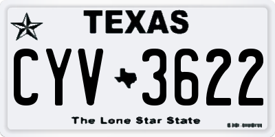 TX license plate CYV3622