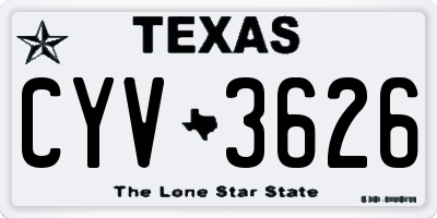 TX license plate CYV3626