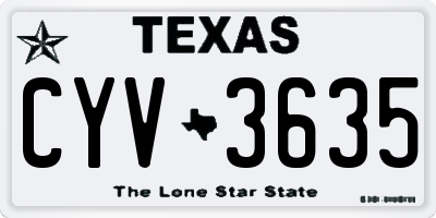 TX license plate CYV3635