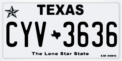 TX license plate CYV3636