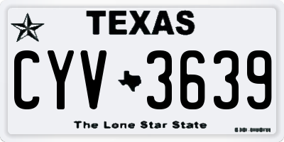 TX license plate CYV3639