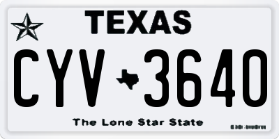 TX license plate CYV3640