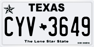 TX license plate CYV3649