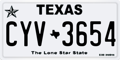 TX license plate CYV3654