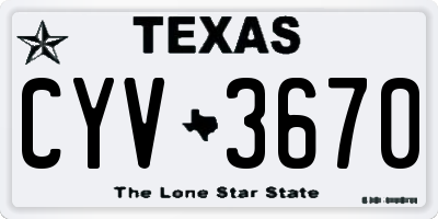 TX license plate CYV3670