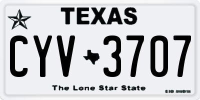 TX license plate CYV3707