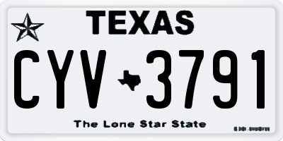 TX license plate CYV3791