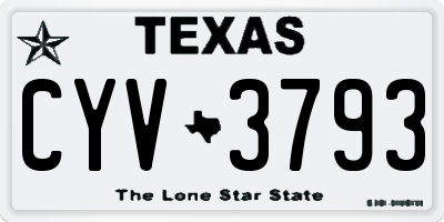 TX license plate CYV3793