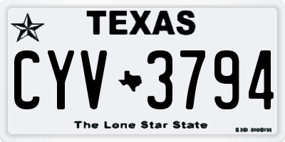 TX license plate CYV3794