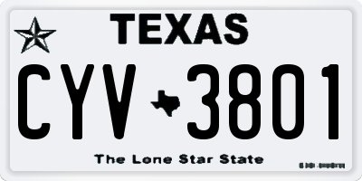TX license plate CYV3801