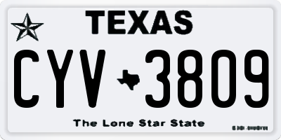 TX license plate CYV3809