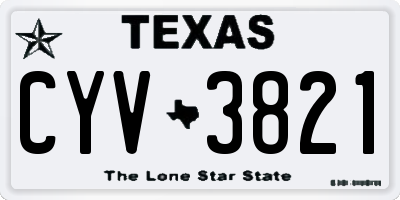 TX license plate CYV3821