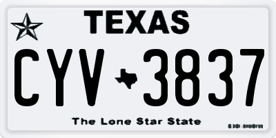 TX license plate CYV3837