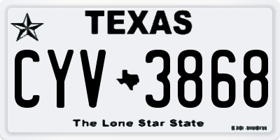 TX license plate CYV3868