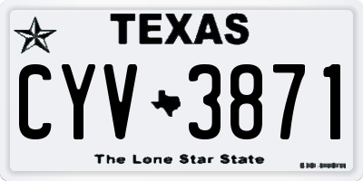 TX license plate CYV3871