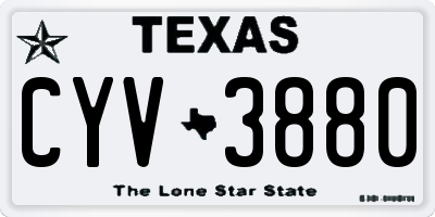 TX license plate CYV3880