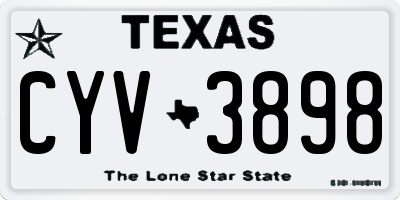 TX license plate CYV3898
