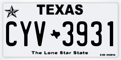 TX license plate CYV3931