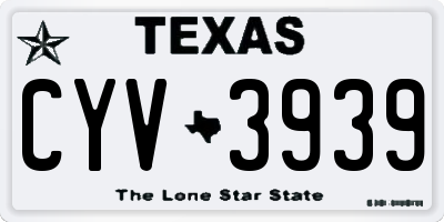 TX license plate CYV3939